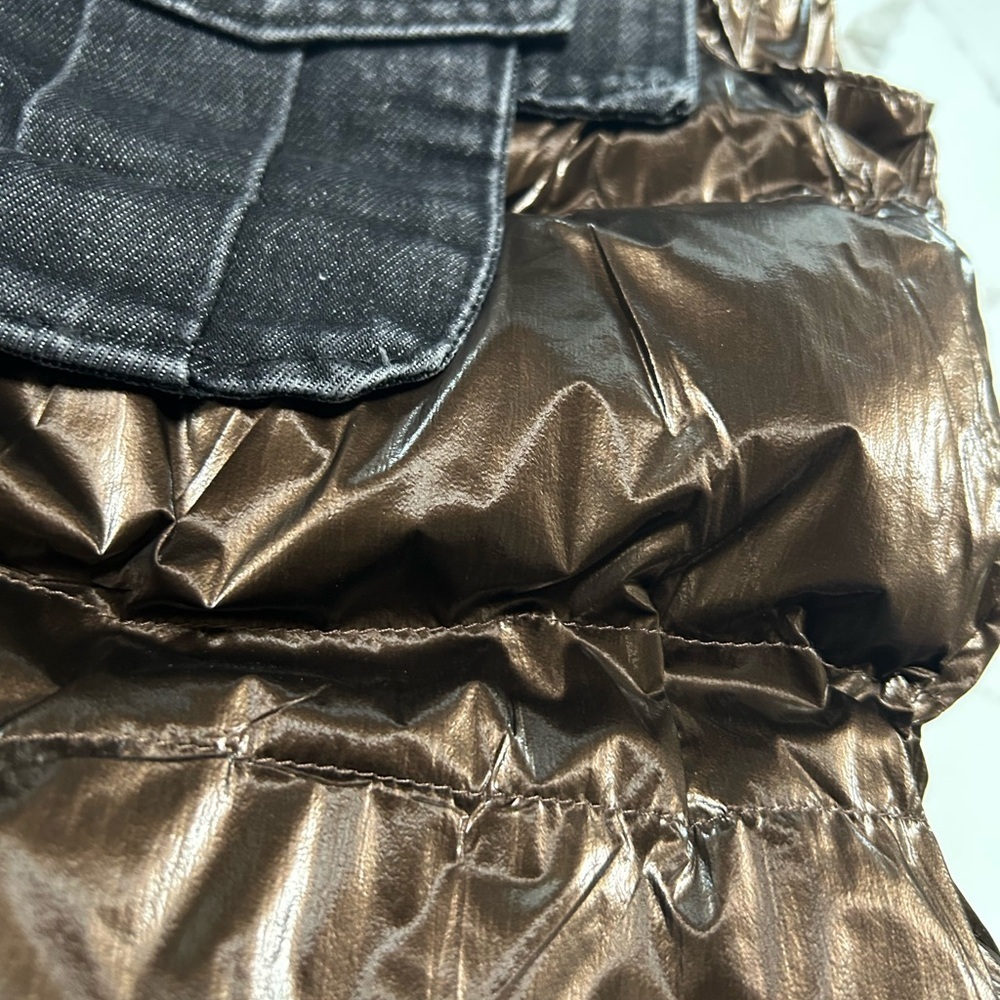 36 Point 5 Denim and Brown Puffer Vest New - Picture 6 of 8